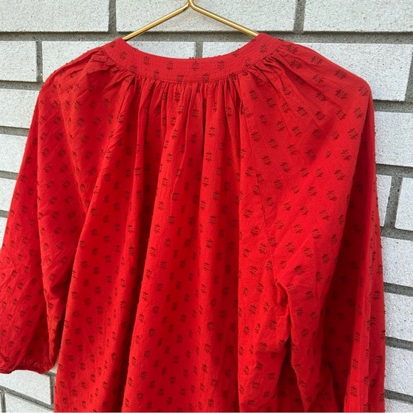 NWT Universal Thread Cherry Red Swiss Dot Split Neck Peasant Top - Picture 4 of 9